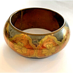 Chunky Brass Bangle Bracelet Silver Gold & Copper Finish Made in India Boho